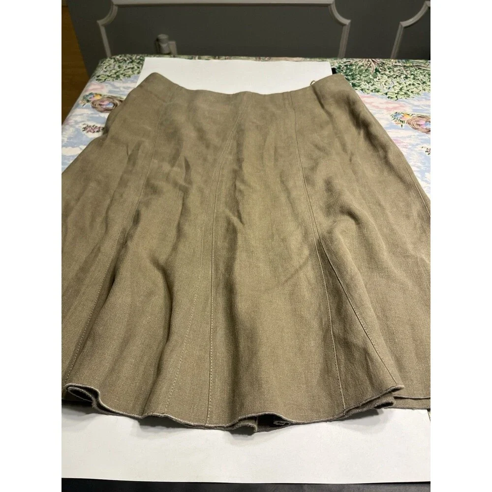 VINTAGE GUNEX Brown A-line Pencil Skirt Linen Women’s Sz 10 - Made In Italy
